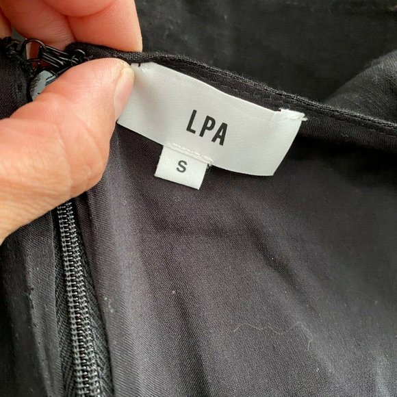 LPA 495 Black Mini Dress Linen Blend Flare Sleeves Flounce Hem - Picture 4 of 5